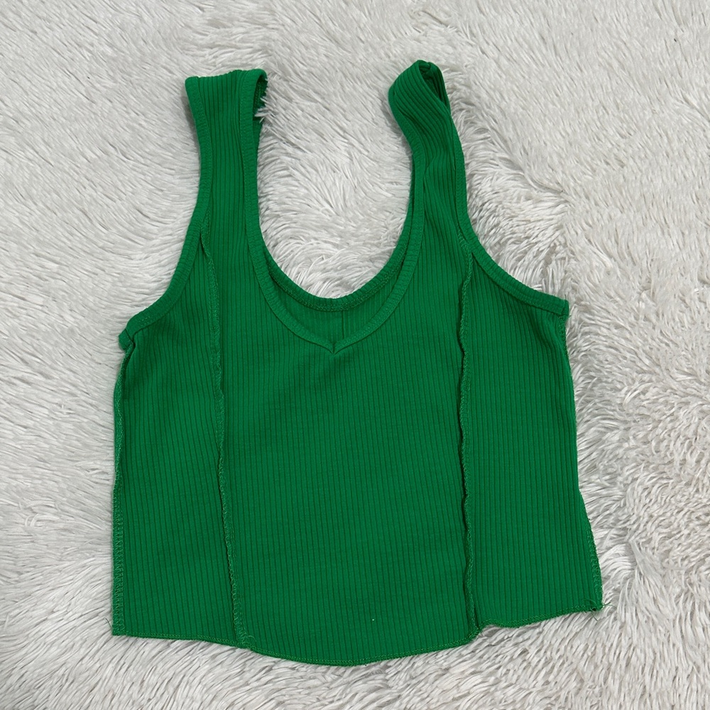👠 Five The Label Ribbed V-Neck Cropped Tank Top Teen XS